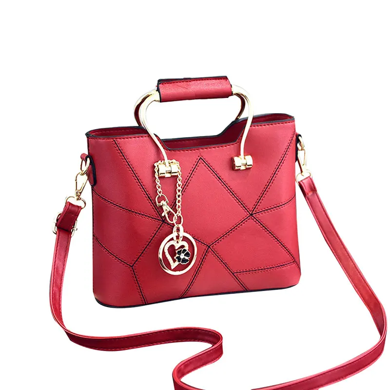 Винтажные сумки через плечо для женщин курьерские геометрические кожаные