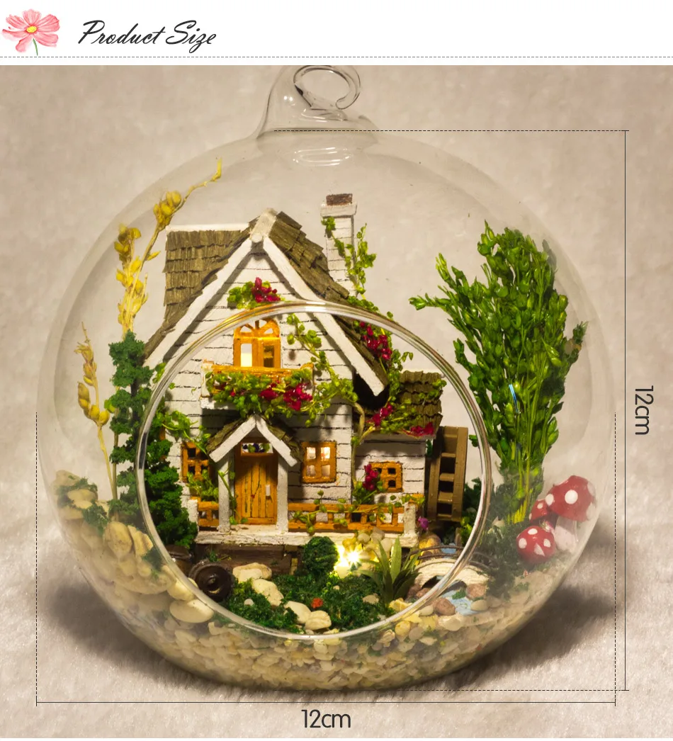 DIY деревянный дом Miniaturas с мебели DIY Миниатюрный стеклянный шар домик кукольный домик игрушка для детей Рождественский подарок лесной дом