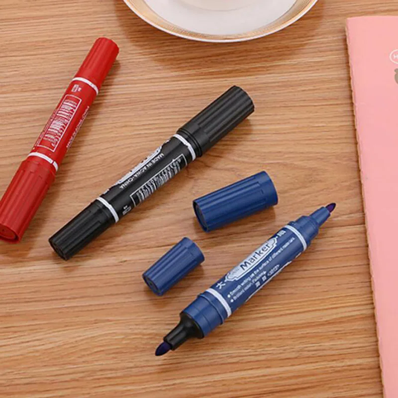 

1pc Bulk Logistics Courier Black/Blue/Red Colour Double Head Round Toe Oil Permanent Marker Pen The Office Supplies Stationery