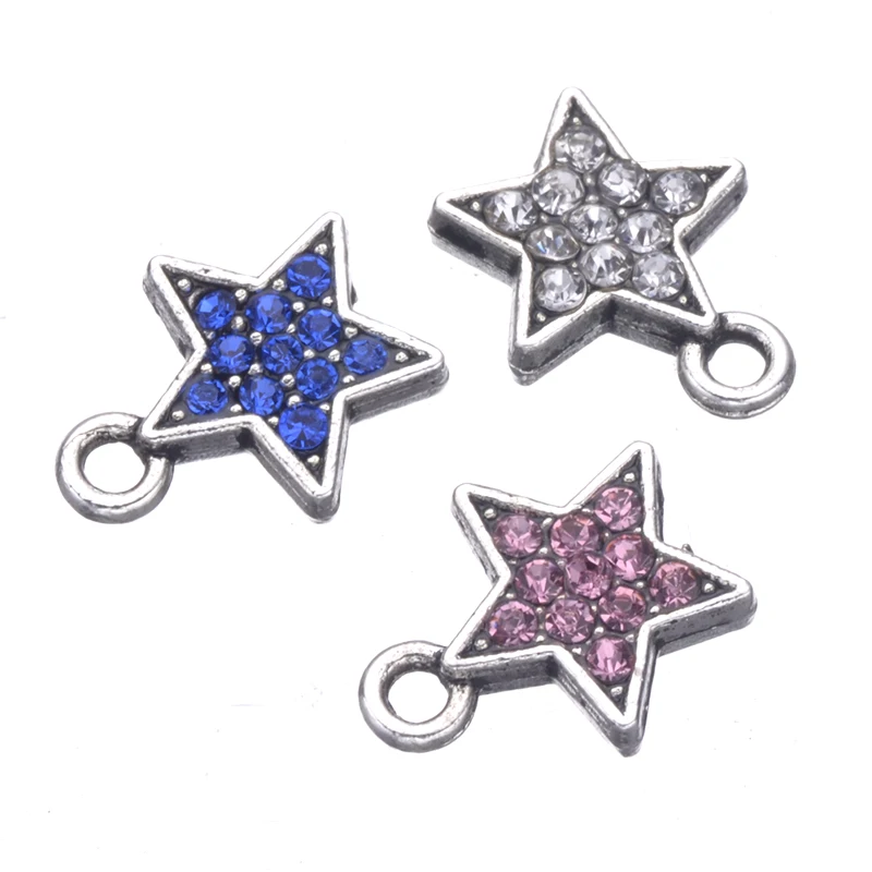 

Tibetan Silver Color Cz Rhinestones Star Heart Charms Pendant Accessories For Women Bracelets Neckalce Earrings DIY Making