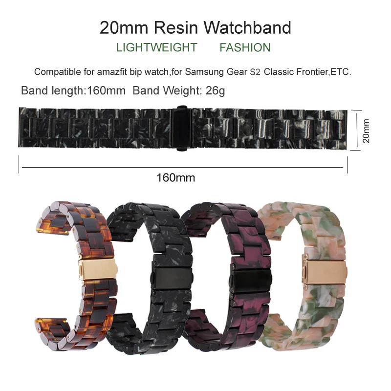 20 мм полимерный ремешок для часов Huami Amazfit Bip браслет для samsung Galaxy Active Garmin Forerunner 645 Vivoactive 3 HR Band