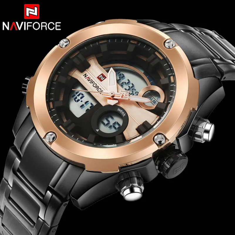 Naviforce бренд Для мужчин Спорт Часы Брендовые часы цифровой аналоговый электронный