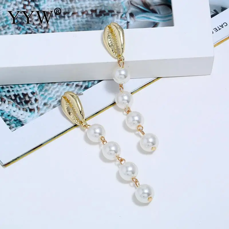 Женские Висячие серьги в форме ракушки неправильной формы с жемчугом ювелирные