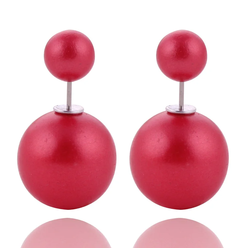 Женские двусторонние серьги гвоздики с жемчугом 12 цветов|double ball earrings|pearl stud