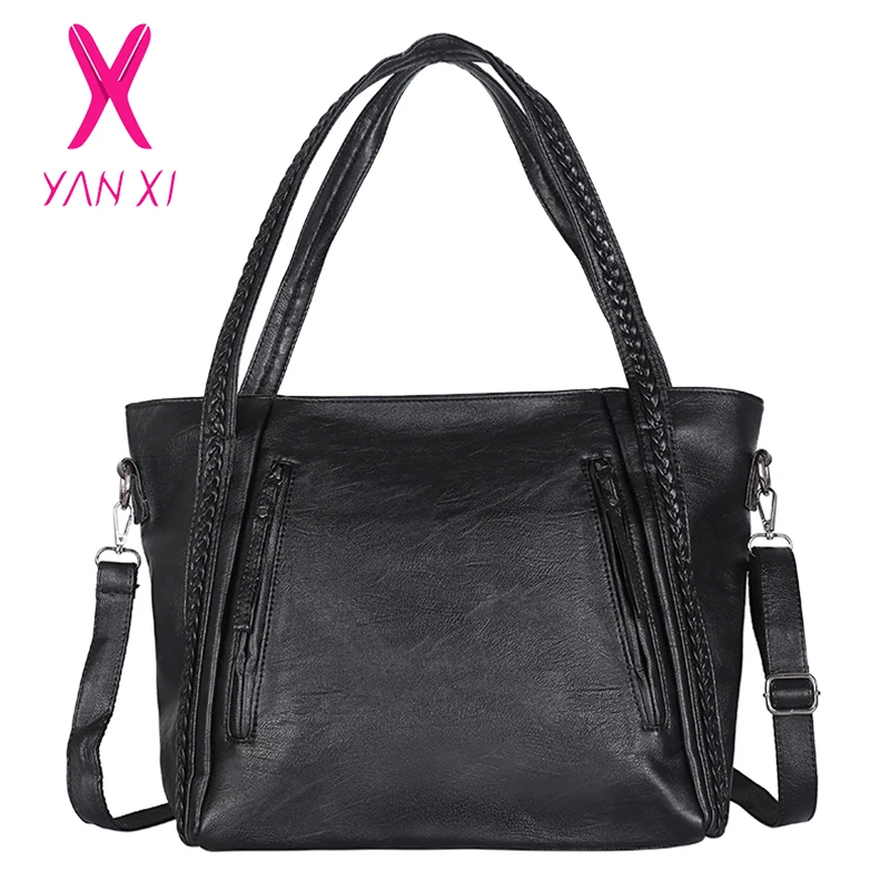YANXI 2018 ткацкая дизайнерская женская сумка из искусственной кожи на молнии плечо