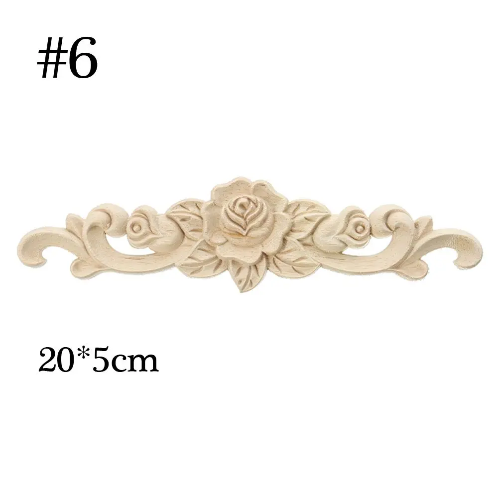 6 1 Pc Natural Floral Wood Carved Decal Corner Appliques Frame Wall Doors Furniture Woodcarving Decorative Wooden Figurines Crafts - Цвет: 6