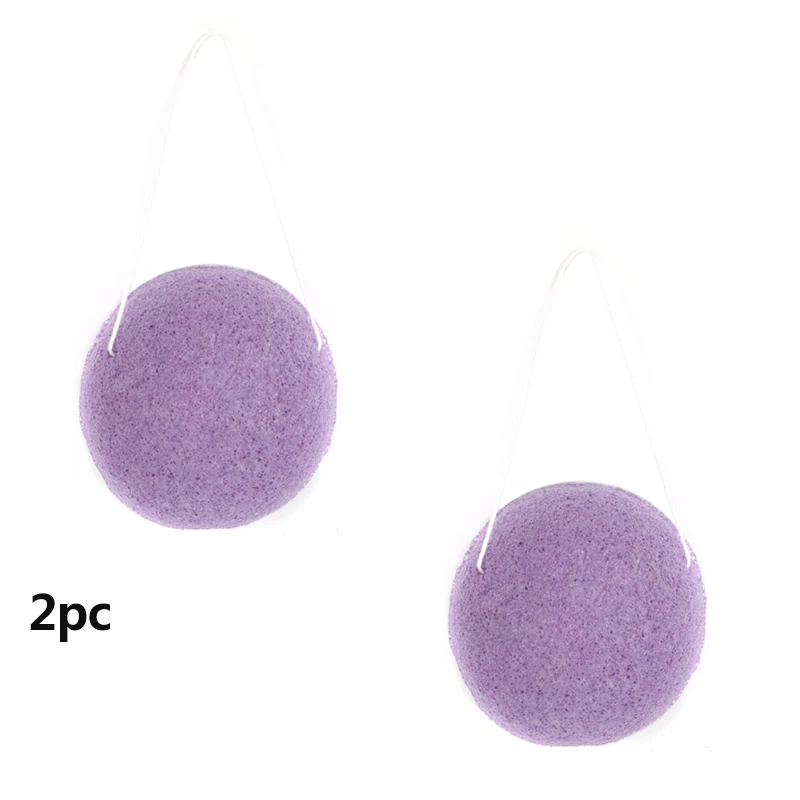 purple 2pc 2 шт., Очищающий спонж для лица, натуральная косметика Konjac, пуховка, очищающая, моющая, уход за лицом, пудра, инструменты для макияжа - Цвет: purple 2pc