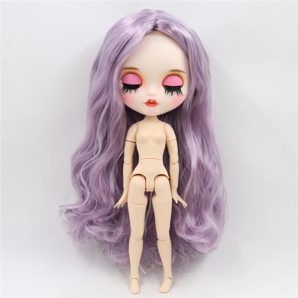 1/6 bjd фабрика blyth кукла с яркой кожей шарнир тело бледно-фиолетовый фиолетовые волосы, новое матовое лицо с зубами, 30 см BL1049