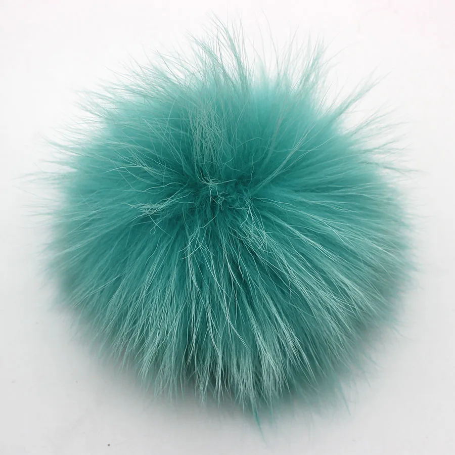 mint green 10 шт./лот, 15 см, натуральный цвет, помпоны из натурального меха енота для сумок, вязаная шапочка, шапки, помпон из натурального меха - Цвет: mint green