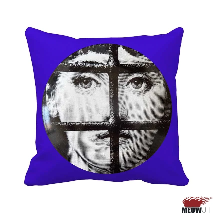 Fornasetti элегантный чехол для подушки с изображением лица сапфировый синий разные