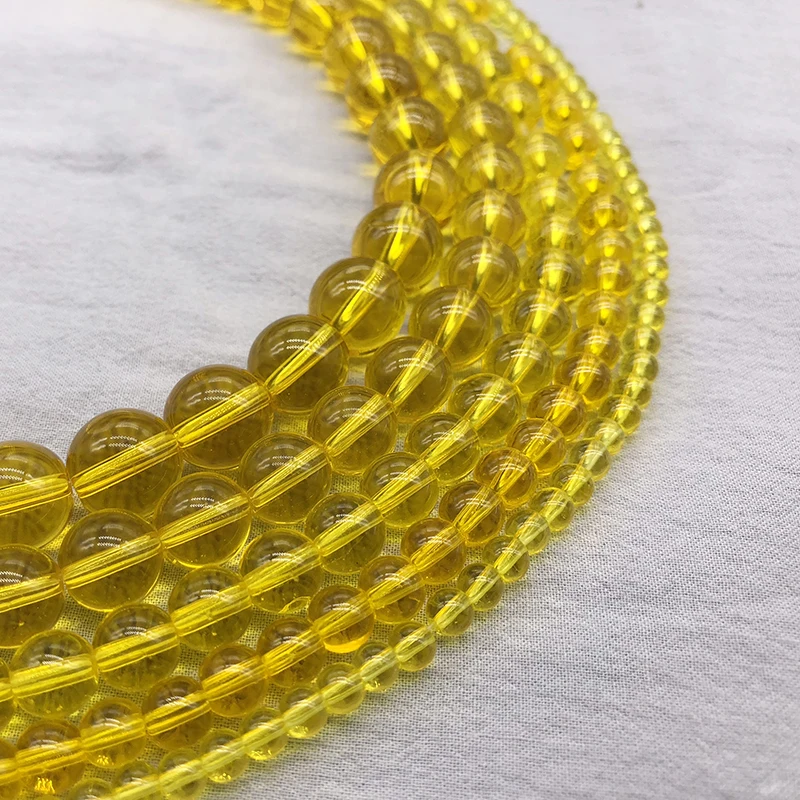 Гладкие желтые стеклянные бусины россыпью 15 дюймов нить 4 6 8 10 12 мм выберите