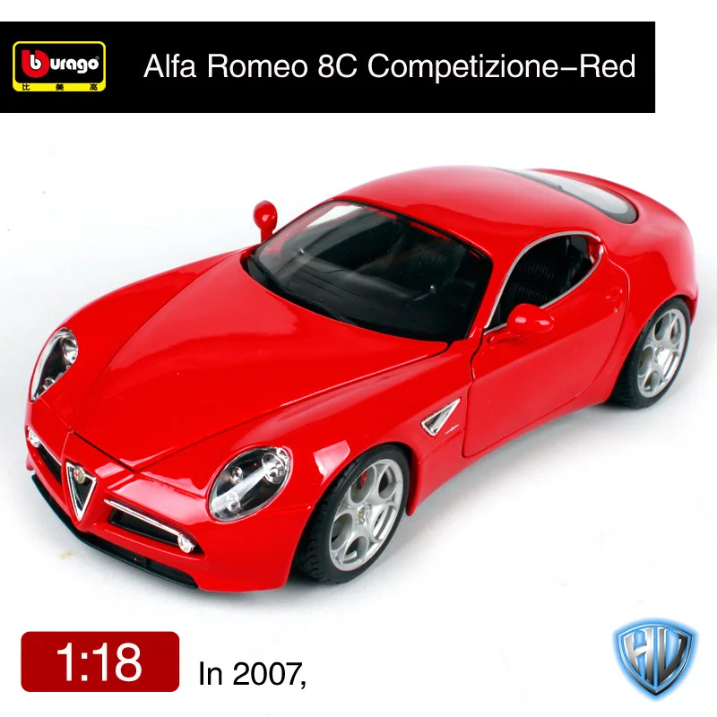 12077 Buurago 1:18 2007 Alfa Romeo 8C Competizione спортивный автомобиль литая модель автомобиля игрушка в коробке Новое поступление 12077 - Цвет: 12077