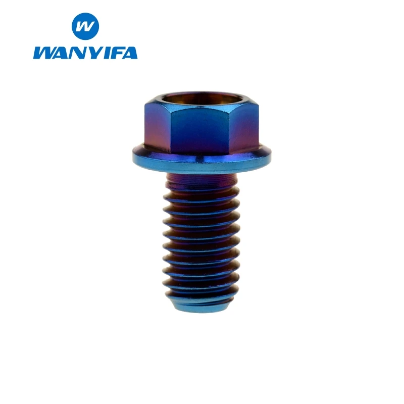 M8x15 Blue Wanyifa M8x15 20 25 30 35, 40 45 50 55 60 65 мм с коротким фланцем Головкой Винт С Титановым болтом для дисковые велосипедные тормозные цвета: золотистый, голубой цвет - Цвет: M8x15 Blue
