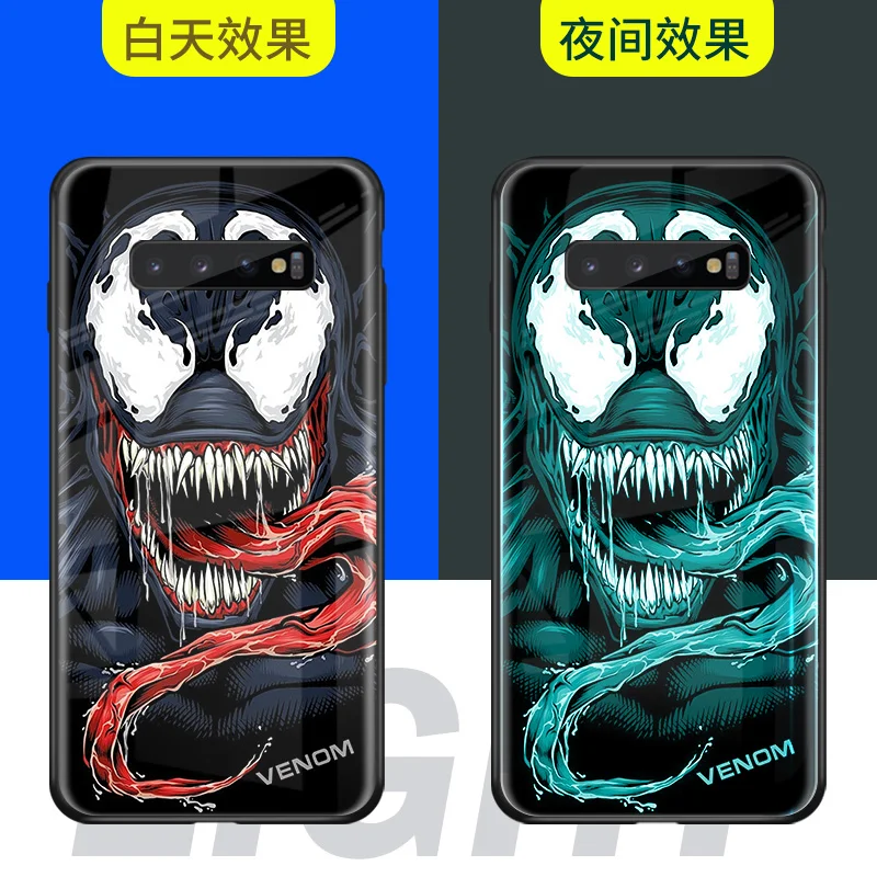 Светящийся Марвел Железный человек venom стеклянный чехол для Samsung Galaxy S8 S9 S10 Plus NOTE 8 9