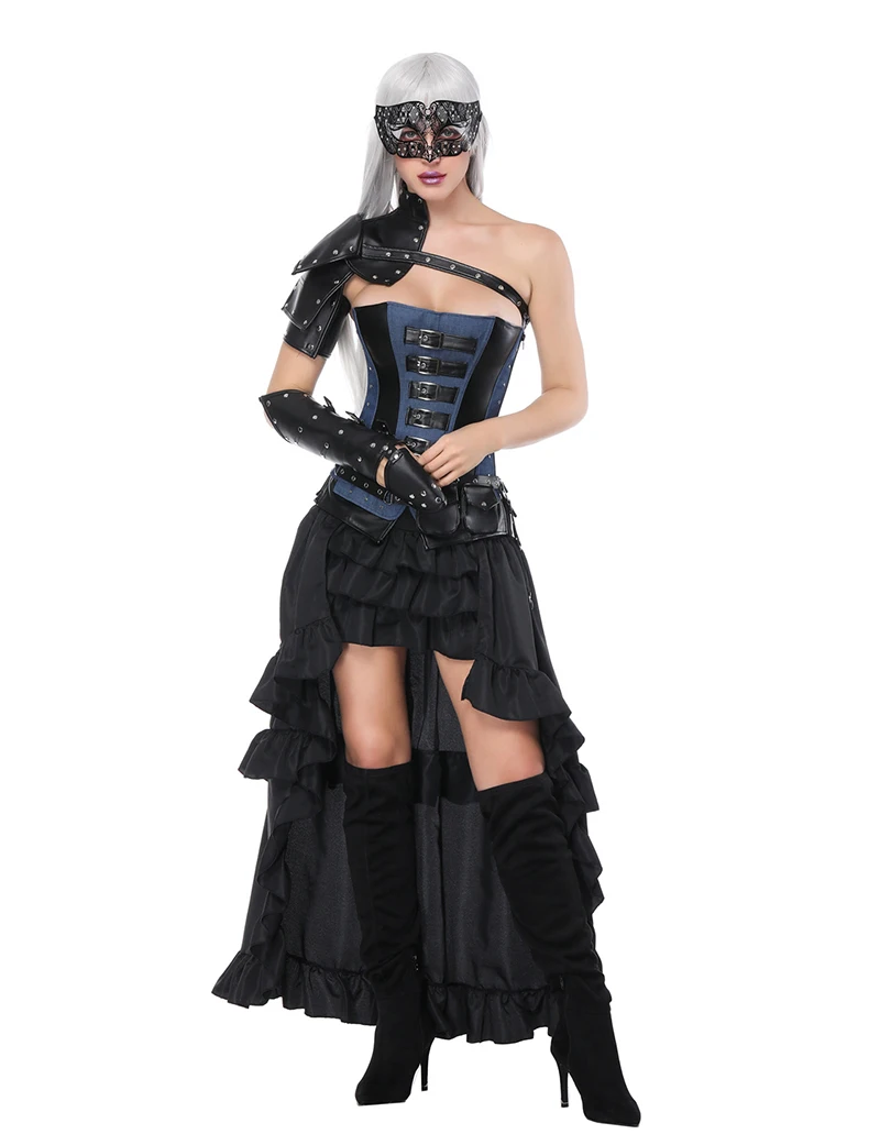 women Medieval Costume Armor Cosplay Accessory Vintage Gothic Warriors Knights Shoulder PU Leather Harness