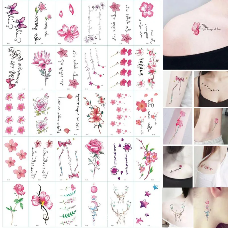 Наклейки для татуировок Bittb Цветочные наклейки женщин и девочек 30