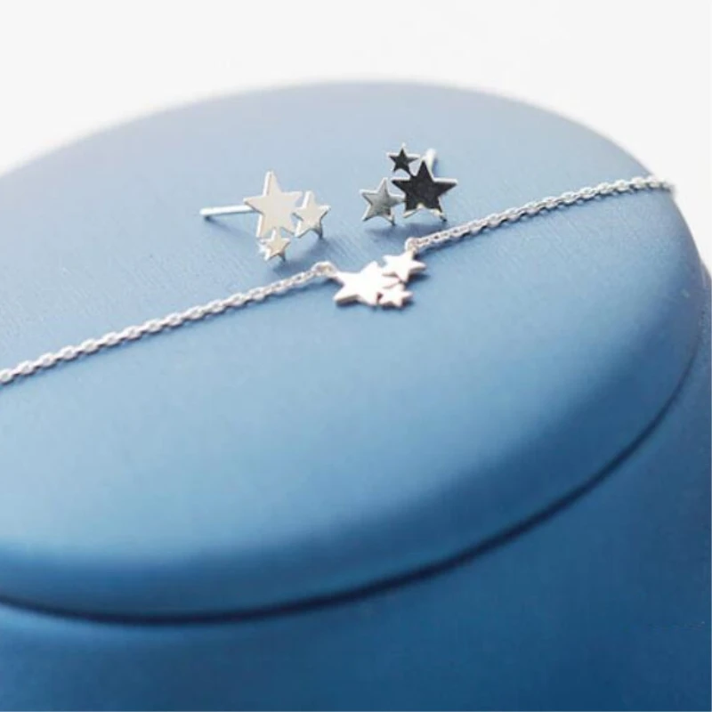 Корейские милые Креативные серьги гвоздики в виде звезды из стерлингового