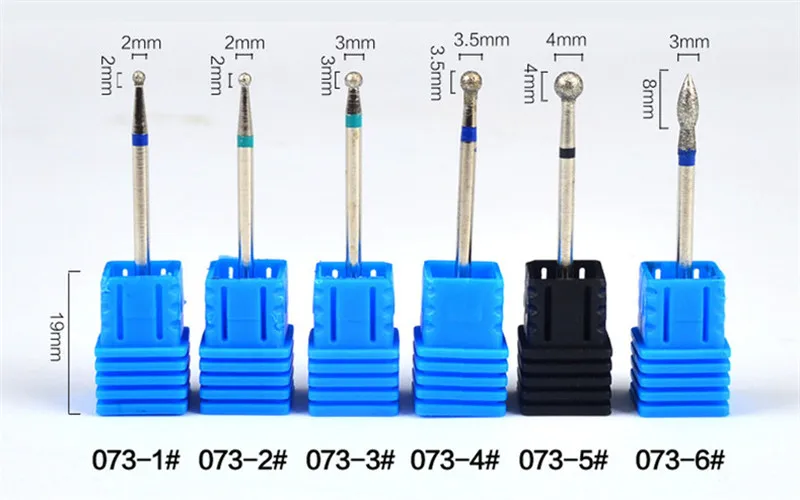 6 размеров алмазное сверло для ногтей вращающееся кутикулы электрические сверла
