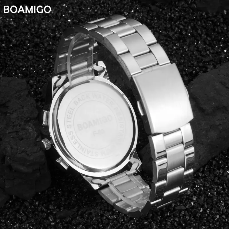 Мужские часы топовые брендовые Роскошные Кварцевые BOAMIGO деловые стальные с