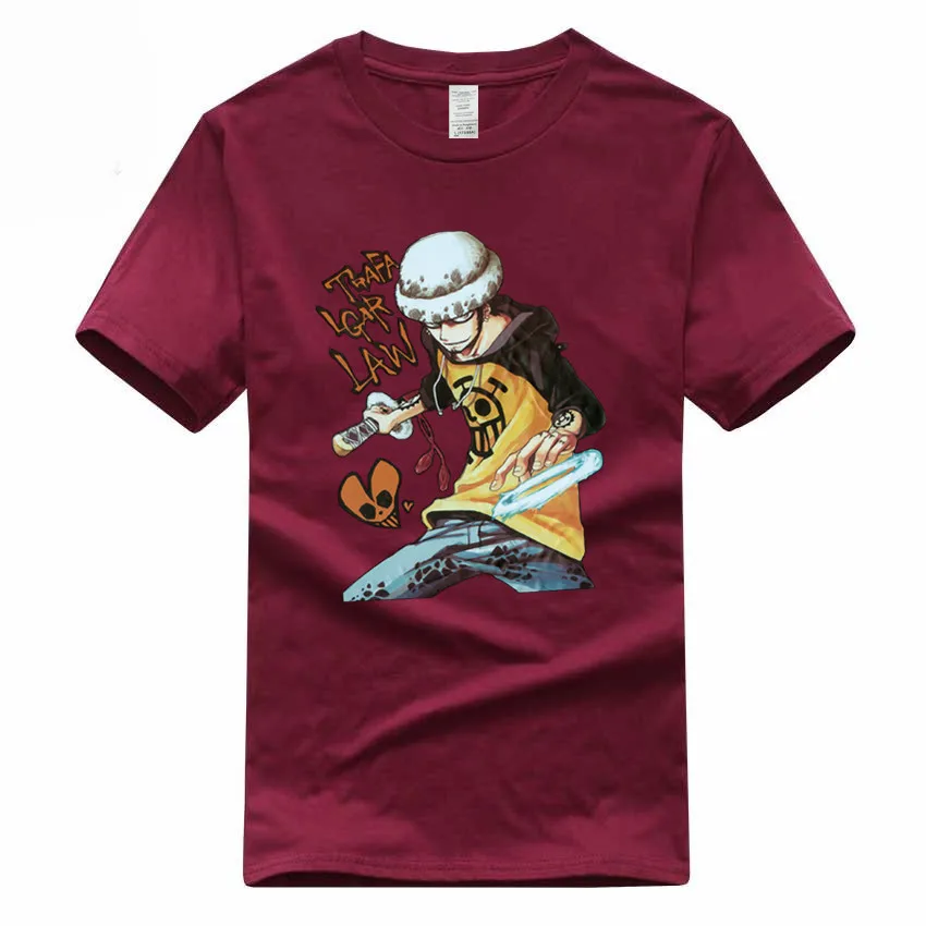 Аниме цельная Трафальгар Ло евро размер 100% хлопковая футболка Летняя