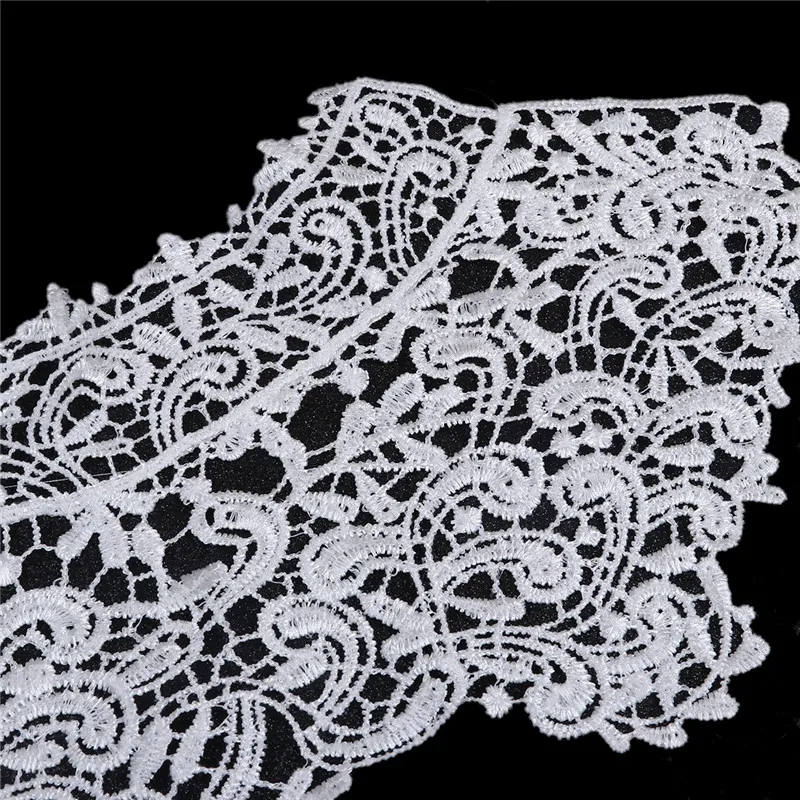 Doreenbeads белый Вышивка цветы Кружево декольте Ткань DIY воротник S Для Свадебное