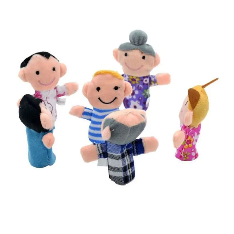 6 шт. Семейные куклы пальчики тканевые для маленьких детей плюшевые пальцев