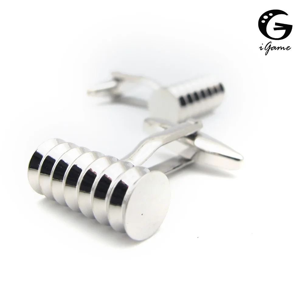 

iGame Men's Cylinder Cuff Links Silver Color Brass Material Screw Design Shirt Cufflinks Free Shipping