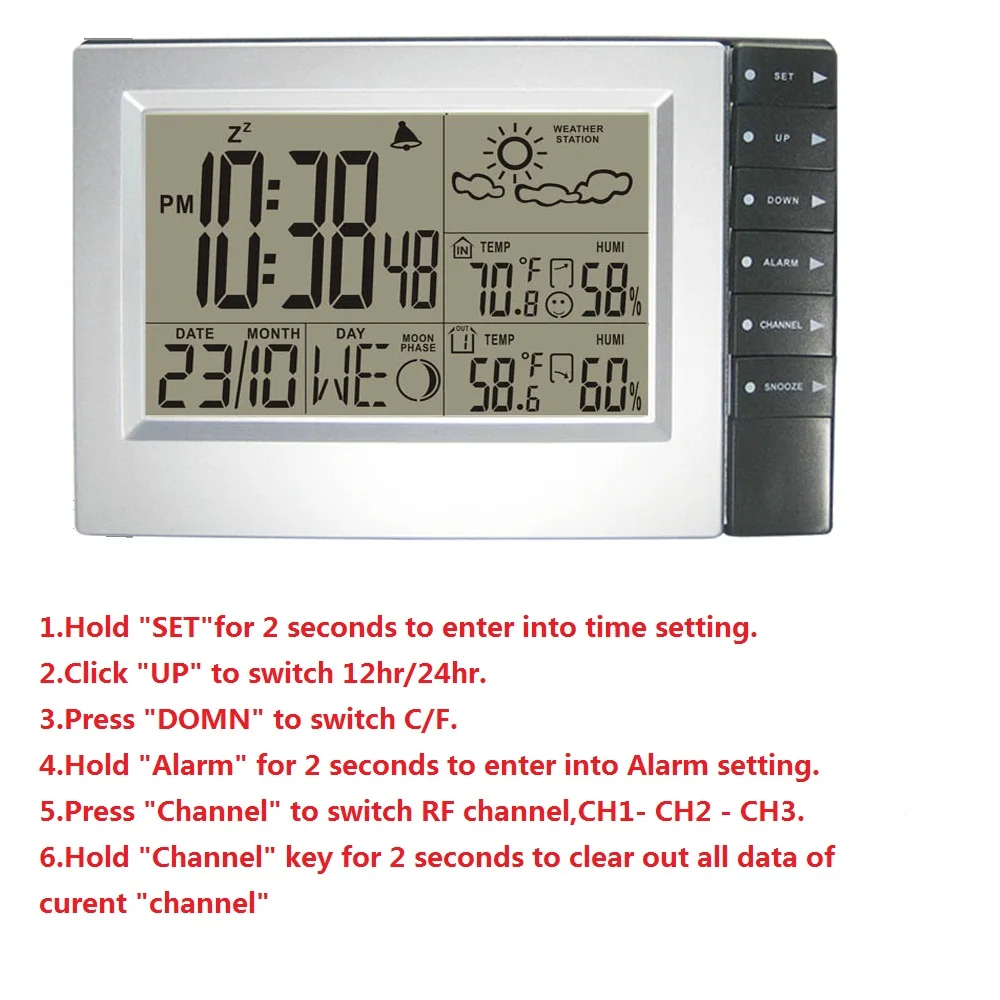 Горячие Профессиональные погодные часы большой ЖК-дисплей Крытый Открытый