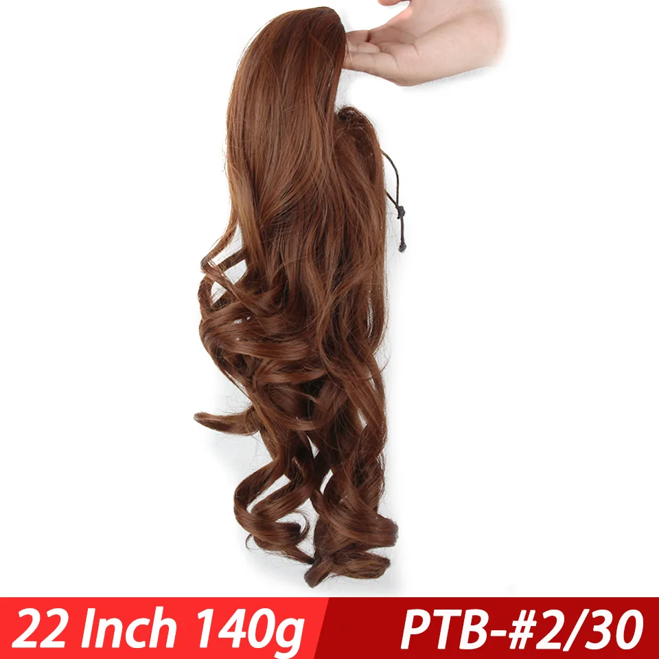 Pageup 22 ”длинные вьющиеся волосы на заколках, хвост, накладные волосы, конский хвост, шиньон с заколками, синтетические волосы, конский хвост, наращивание волос - Цвет: PTB-2I30