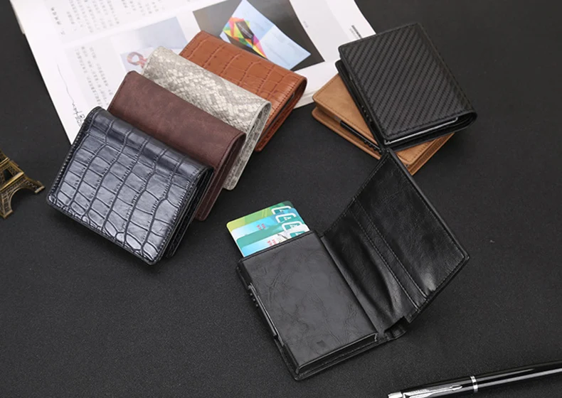 DIENQI Rfid блокирующий держатель для банковской кредитной карты для мужчин из углеродного волокна минималистичный Алюминиевый металлический кошелек Тонкий Бизнес держатель для карт чехол