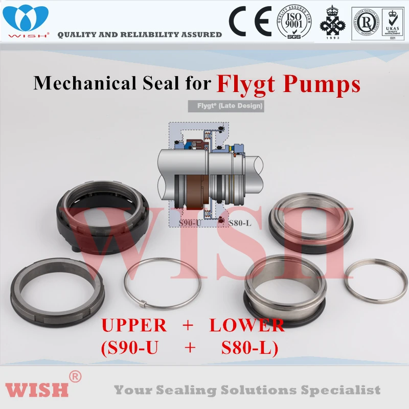 

90/80mm upper (S)+ lower (S) mechanical seal /Flygt pump code 3230/3300/3305/3355/3356/3357/7050/7051/7055/7060/7061/7076/7556