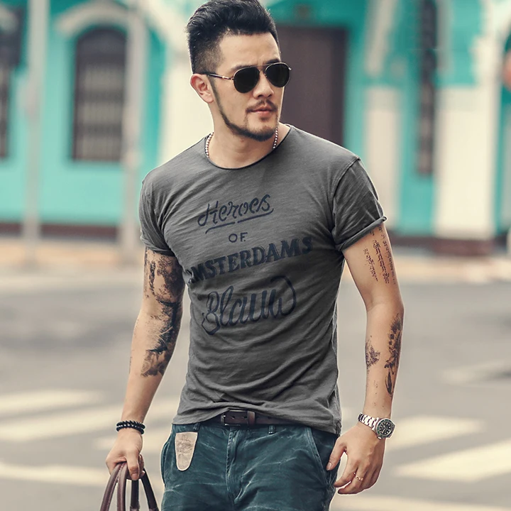 Новое поступление 2019 Мужская футболка повседневные быстросохнущие облегающие