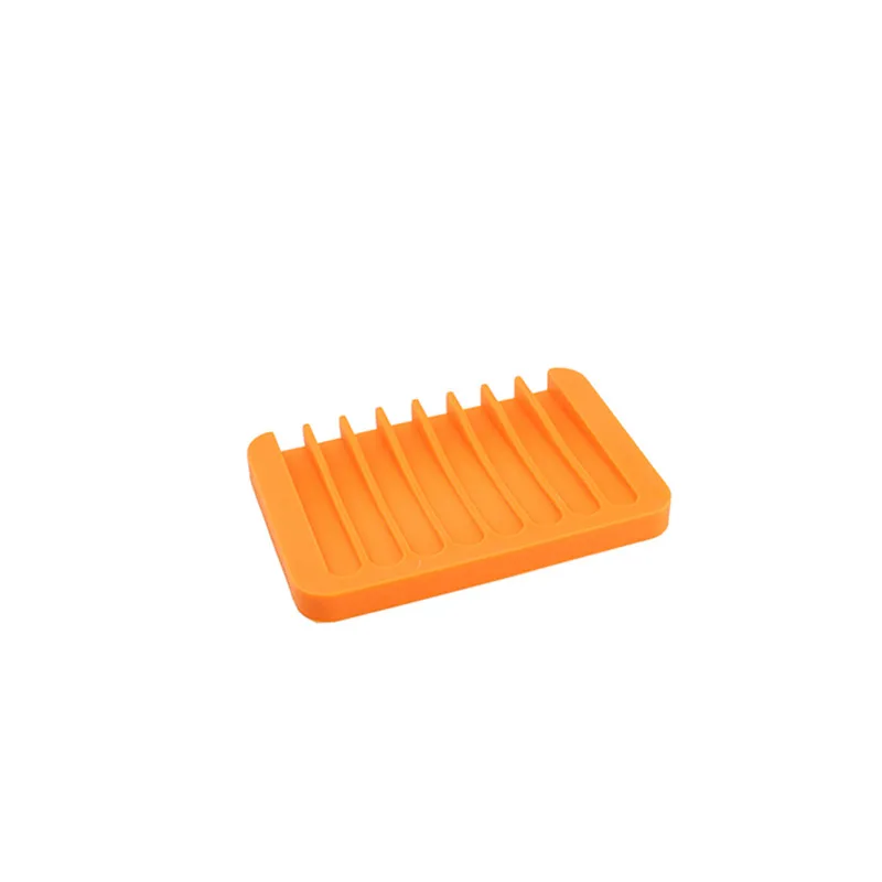 1Pcs Pratical Silicone Flexible Soap Dish Plate Holder DIY Kitchen Bathroom Soap Plate Tray Drain Free Shipping - Цвет: Orange