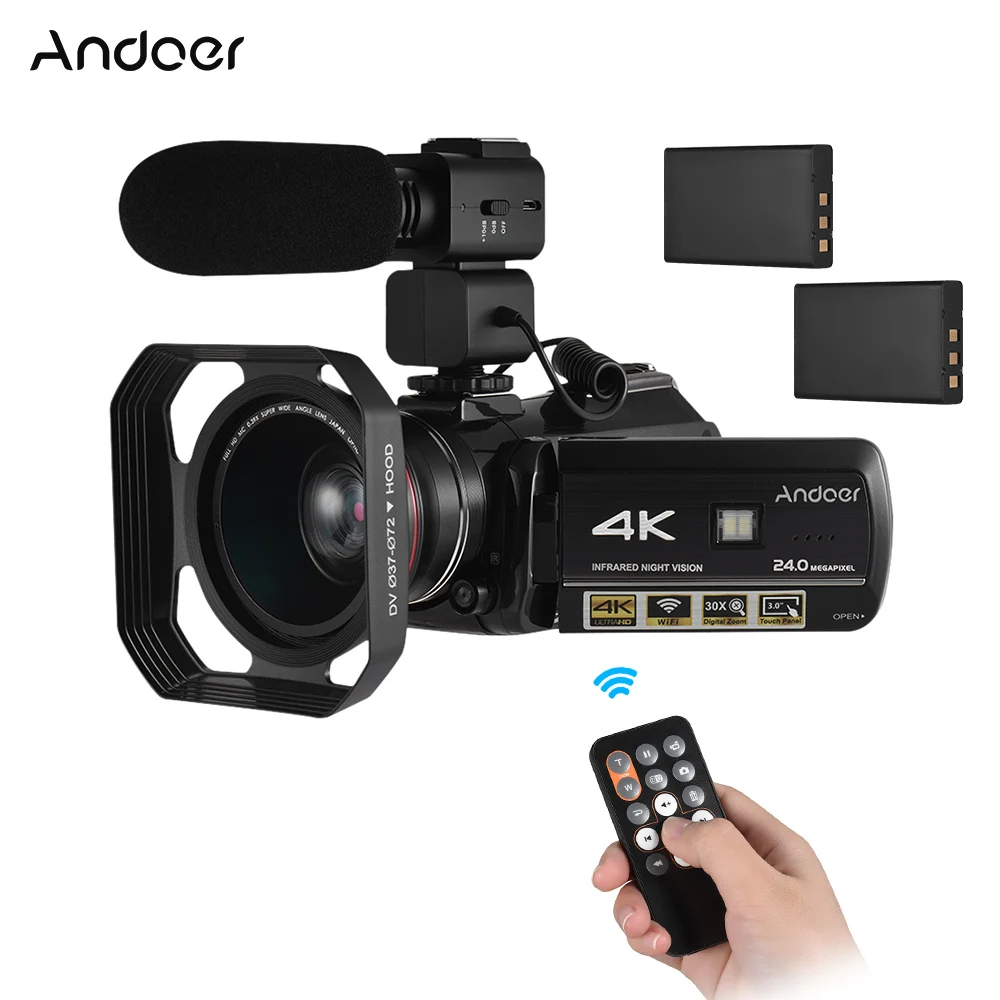 Andoer AC3 24MP Цифровая видеокамера WiFi IR 3 0 &quotLCD с 2 шт. батареями + Экстра 0.39X