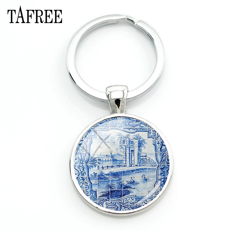 TAFREE Azulejo португальский брелок Португалия цветок геометрический узор для ключей с
