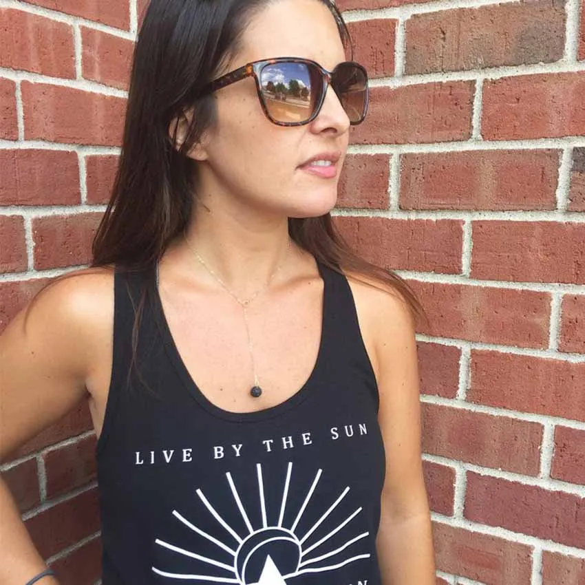 Женская Золотая цепочка чокер длинное ожерелье с черным вулканическим камнем