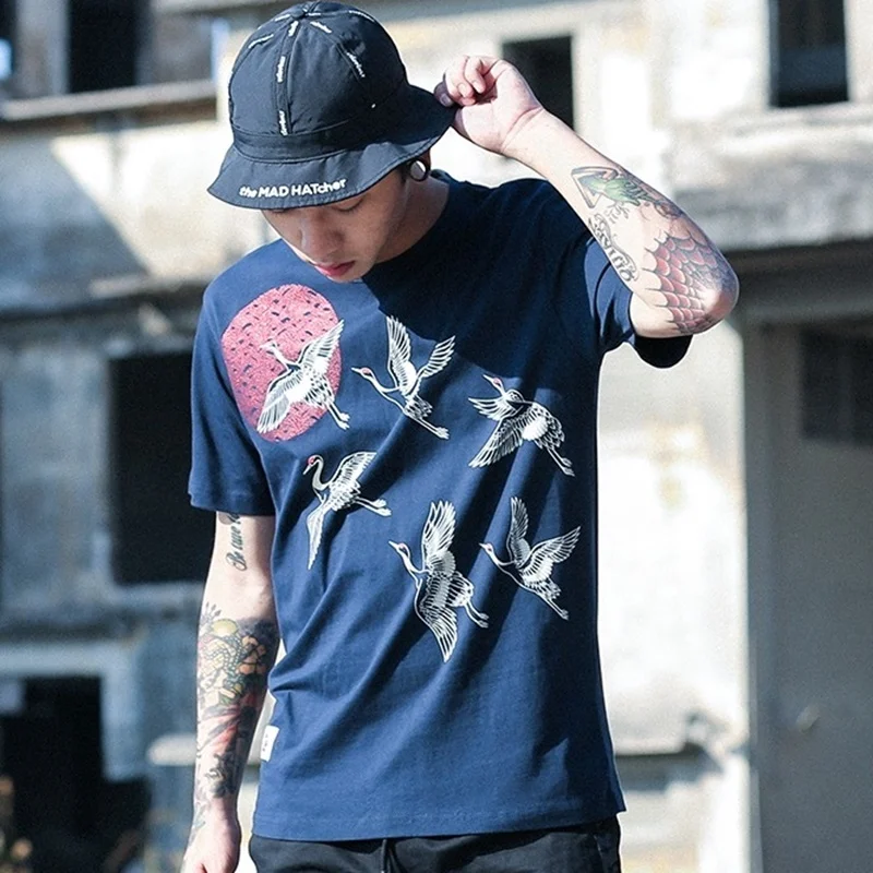 Традиционная китайская одежда для мужчин винтажная Восточная Мужская футболка