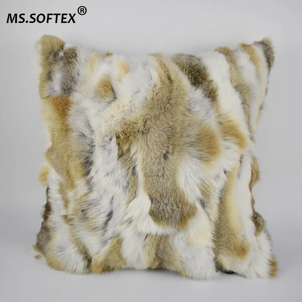 Наволочка из меха кролика MS.Softex наволочка натурального для подушки украшение
