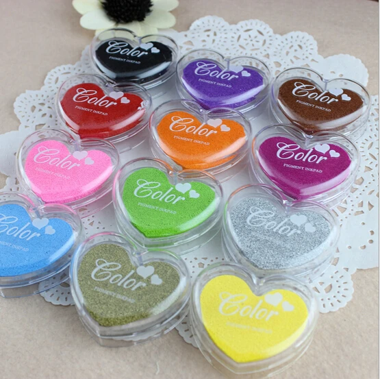 Краска для рисования пальцем 12 Цветов сердце Форма подушечка с цветным