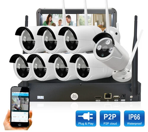 Plug&ampPlay 8CH 10.1'LCD Screen Wireless NVR Security CCTV System&amp720P HD WIFI Camera Home+Outdoor IR Video Surveillance Kit|video