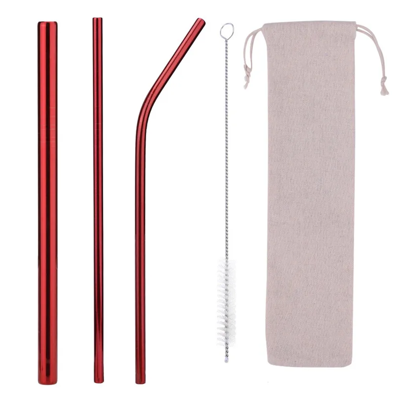 3 straw 1 brush 1bag Питьевой соломинки многократного использования из нержавеющей стали питьевой соломинки с чистящей щеткой трубки соломинки Свадебная вечеринка питьевой аксессуары - Цвет: 3 straw 1 brush 1bag