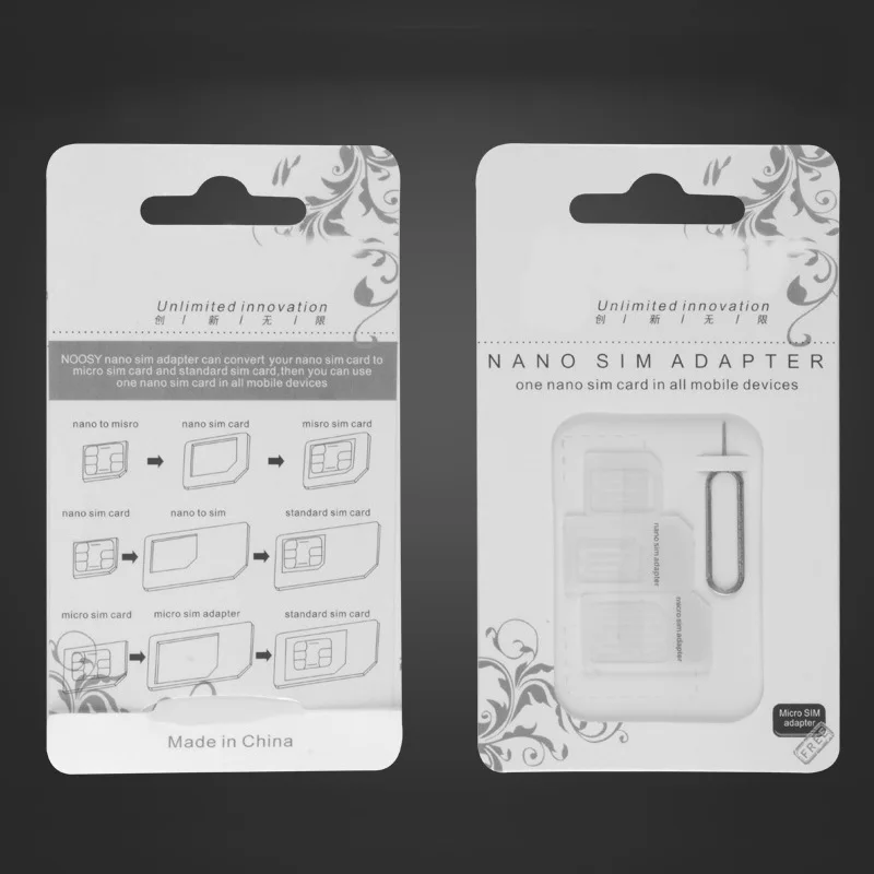 VBNM Micro Nano SIM карты адаптер 4 в 1 с булавкой для извлечения оригинальной упаковке iPhone