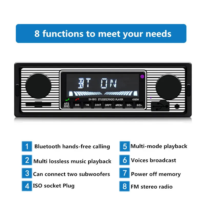 Громкой связи Bluetooth Авторадио автомобильный аудио стерео радио FM Aux вход приемник