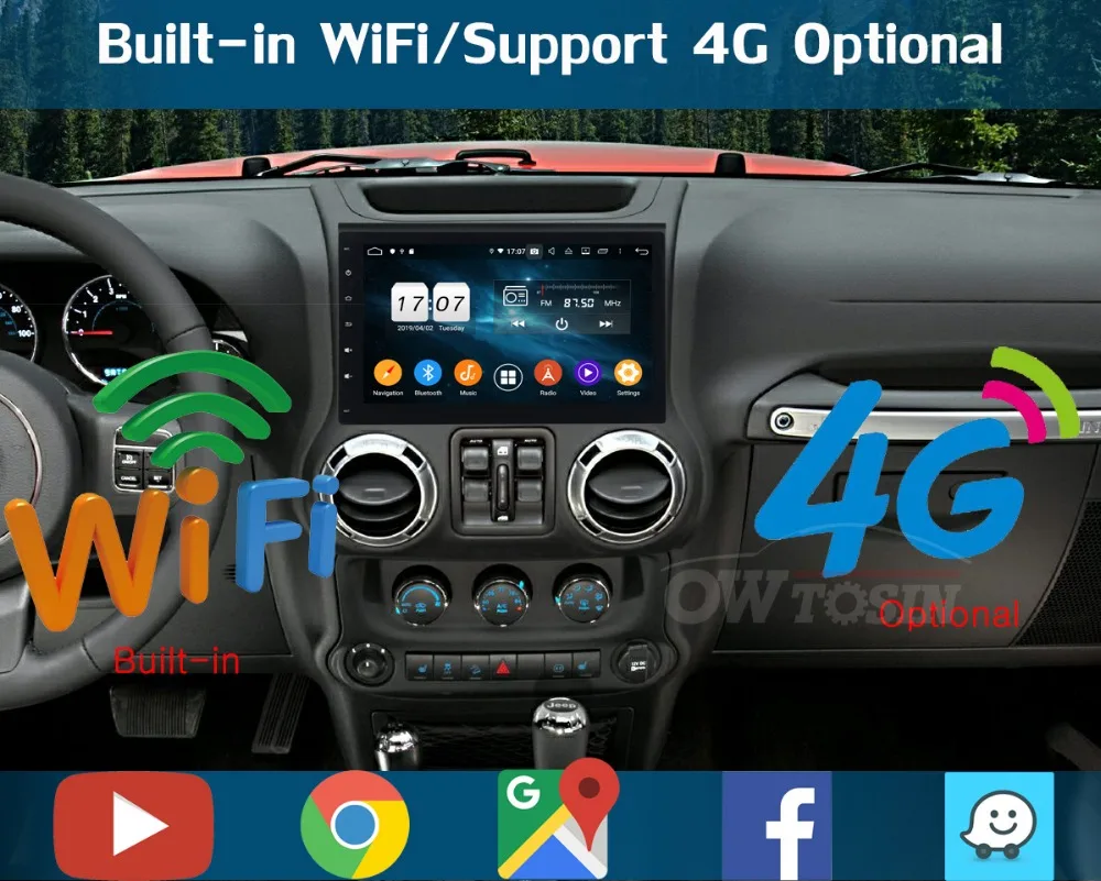 10," ips 8 ядерный 4G+ 64G Android 9,0 для Jeep Wrangler 3 JK 2011 2012 2013 автомобильный dvd-плеер радио gps Parrot BT