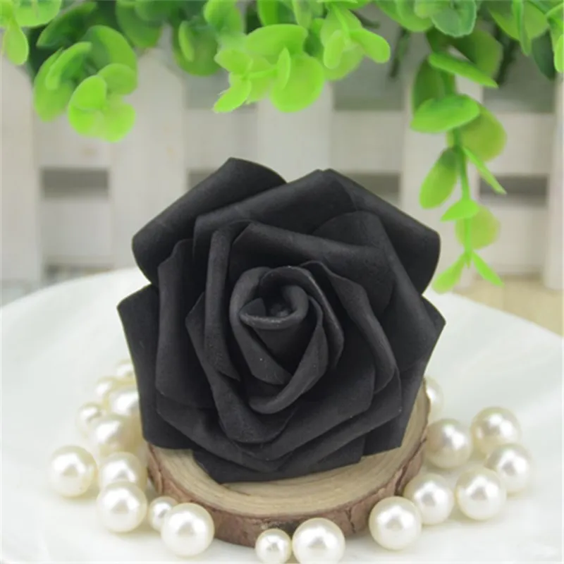 Black 50 шт., 7 см, искусственные розы из пены, цветочные головки для дома, свадебные украшения, скрапбукинг, цветы из материала pe, сделай сам, целующиеся шары, ремесло, много - Цвет: Black