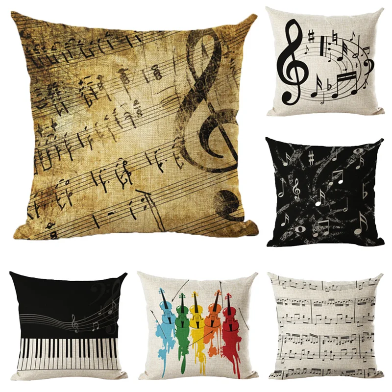 Наволочка для подушки Music Note хлопковая льняная Подушка 45*45 см домашнего дивана