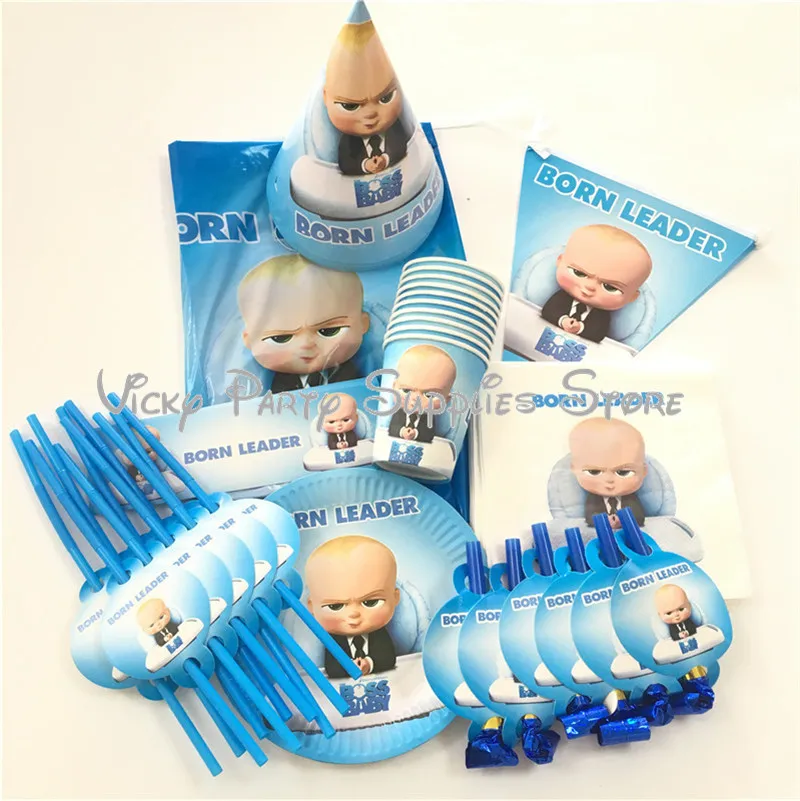 79pcs 79 шт./лот Boss Детские тематические вечерние одноразовые чашки Посуда на день рождения детский душ бумажный стаканчик, тарелка маленький босс украшения - Цвет: 79pcs