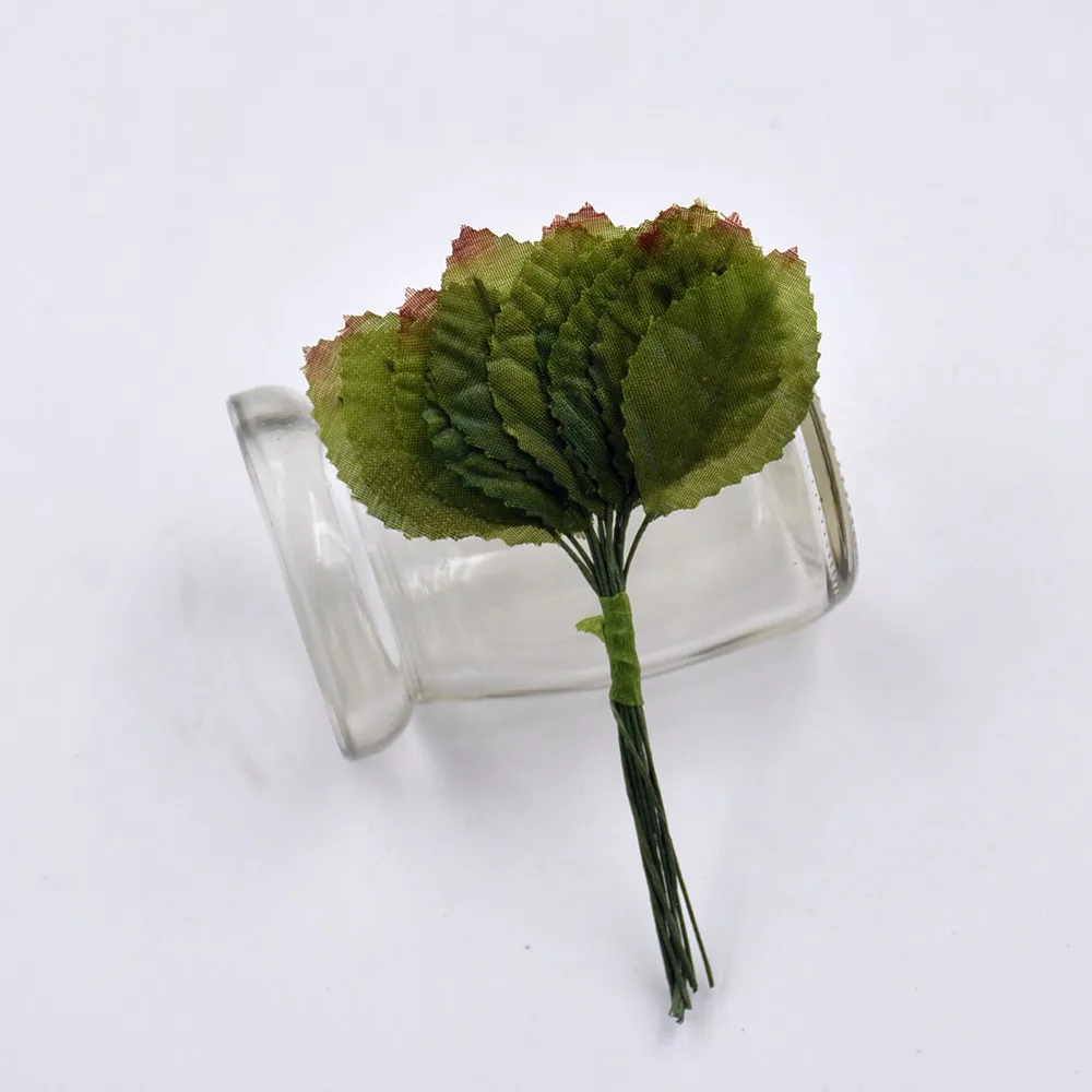 dark green 4cm 24 шт. 6 см шелк, в форме листа ручной работы Цветы для скрапбукинга искусственный цветок для DIY Свадебные украшения дома аксессуары для рукоделия - Цвет: dark green 4cm