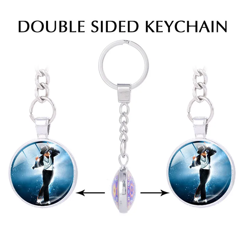 Майкл Джексон двухсторонний кулон певица поп-звезда брелок chaveiro король поп-Key Holder