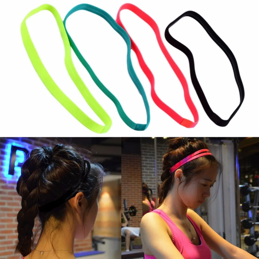 Йога ленты для волос оголовье спорта Sweatband анти-скольжения Для женщин Для мужчин из эластичной резины Футбол бег велосипед на завязках для девушек, софтбол